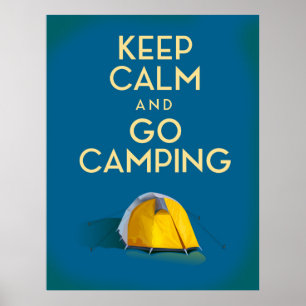 Affiche Conserver le calme et aller Camping imprimer vinta