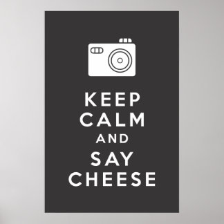 Affiche Conserver le calme et dire fromage - Noir
