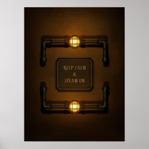 Affiche "Conserver le calme et la vapeur" Machine Age Stea