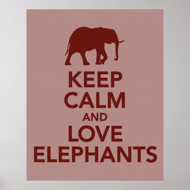 Affiche Conserver le calme et l'amour Eléphants imprimer o (Devant)