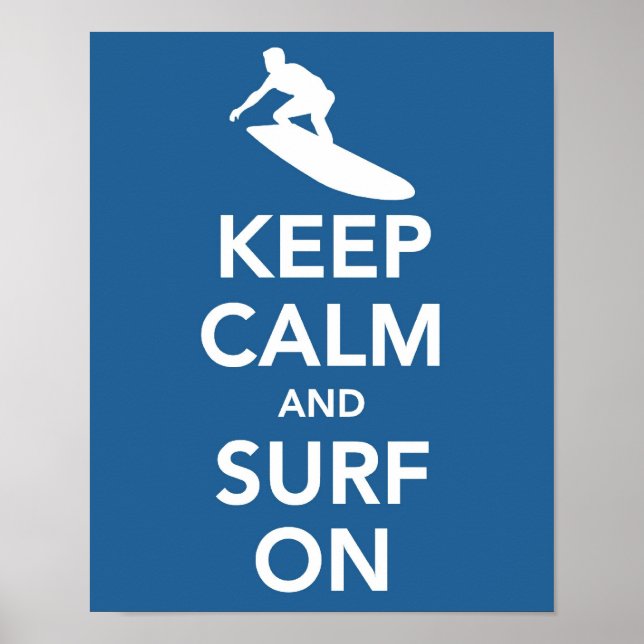 Affiche Conserver le calme et le Surf à l'impression (Devant)