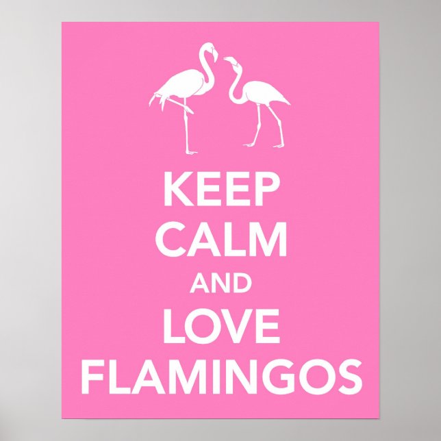Affiche Conserver le calme et les Flamants roses d'amour (Devant)