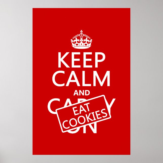 Affiche Conserver le calme et manger des cookies (Devant)