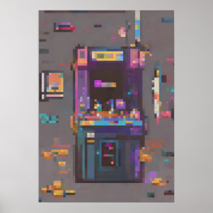 Affiche Console de cartouche d'art pixel de salon de jeu r