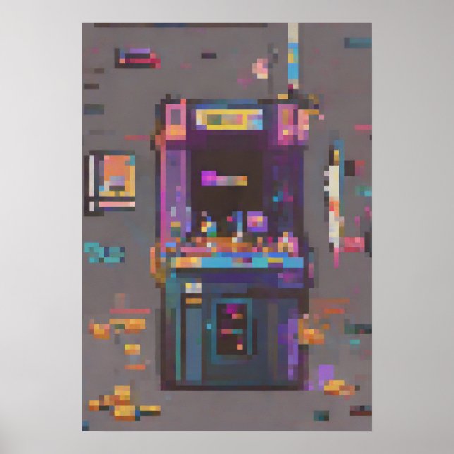 Affiche Console de cartouche d'art pixel de salon de jeu r (Devant)