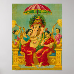 Affiche Consorts de Ganesha par Raja Ravi Varma