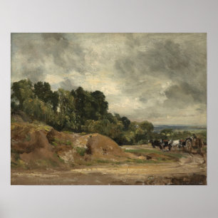 Affiche Constable - Bancs de sable et une charrette et des