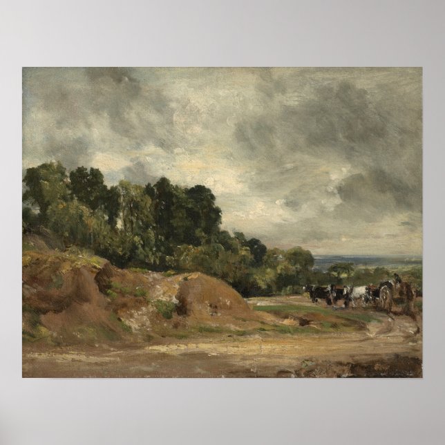 Affiche Constable - Bancs de sable et une charrette et des (Devant)