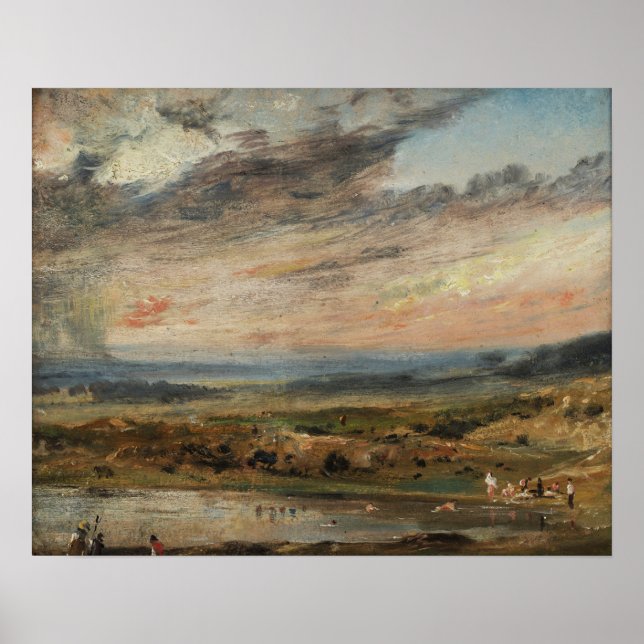 Affiche Constable - Hampstead Heath avec étang et baigneur (Devant)