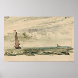 Affiche Constable - Un paysage marin avec deux voiliers