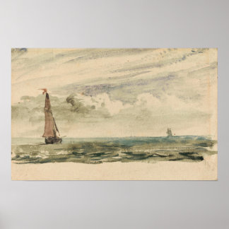 Affiche Constable - Une Mer Avec Deux Voiliers