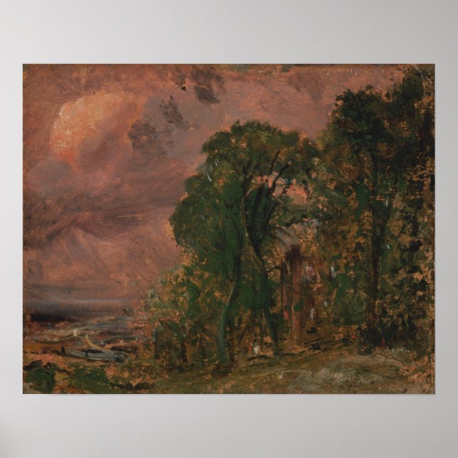 Affiche Constable - Une vue à Hampstead par temps orageux (Devant)
