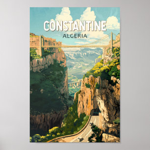 Affiche Constantine Algérie Travel Art Vintage
