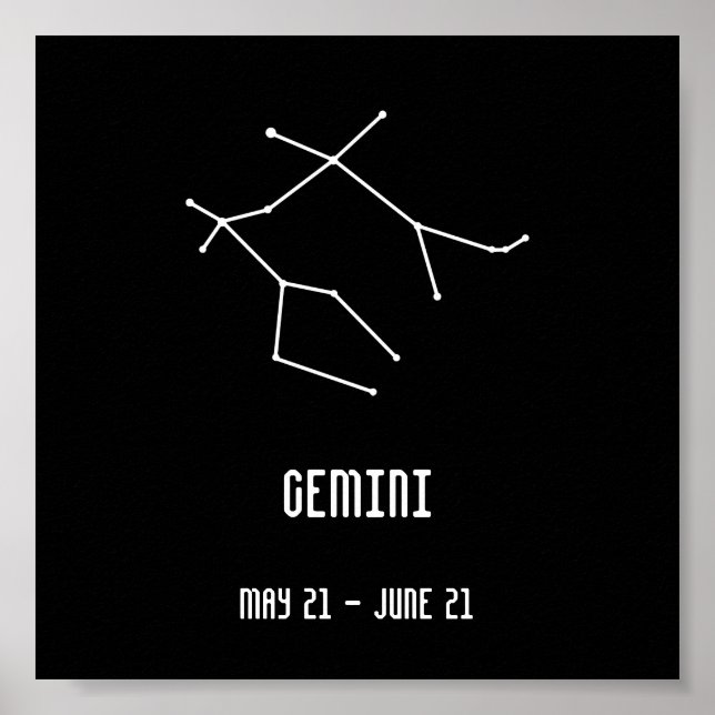 Affiche Constellation de gemini noir et blanc (Devant)