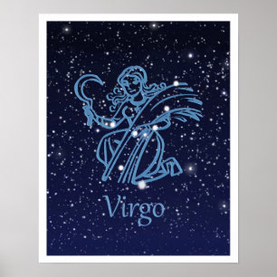 Affiche Constellation de la Vierge et signe du zodiaque av