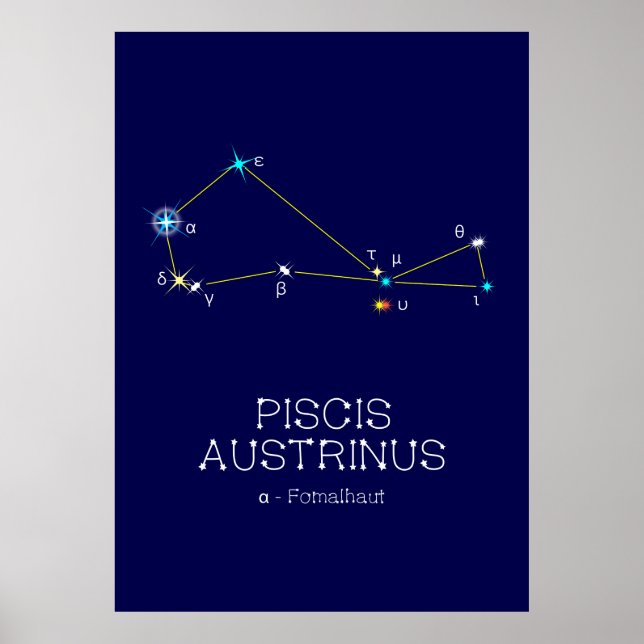 Affiche Constellation de l'hémisphère Sud Piscis Austrinus (Devant)