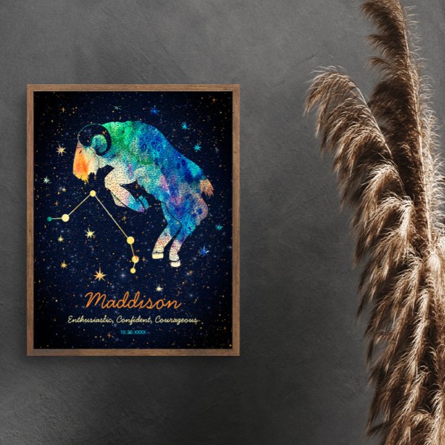 Affiche Constellation du Bélier Zodiaque Aquarelle Étoiles (Créateur téléchargé)