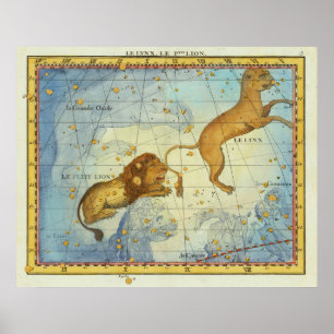 Affiche Constellation Lion Vintage