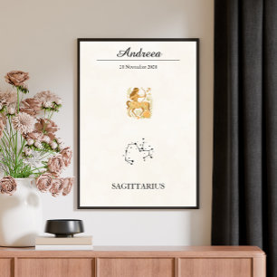 Affiche Constellation personnalisée Bohème Sagittaire Zodi