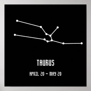 Affiche Constellation simple de taurus noir et blanc