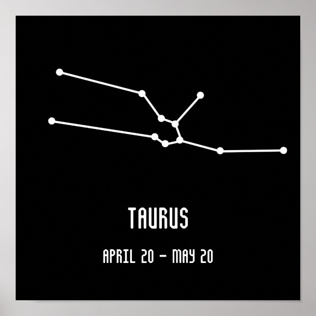 Affiche Constellation simple de taurus noir et blanc (Devant)