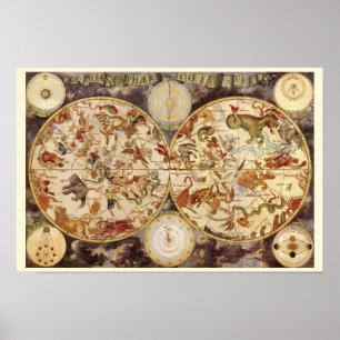 Affiche Constellations, Astronomie Vintage, Frederik de Wi