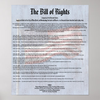 Affiche Constitution américaine Charte des droits Histoire