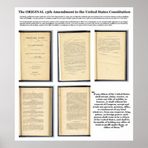 Affiche Constitution ORIGINALE Amendement XIII Preuve