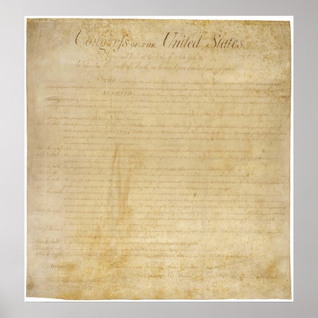 Affiche Constitution ORIGINALE des États-Unis Déclaration  (Devant)