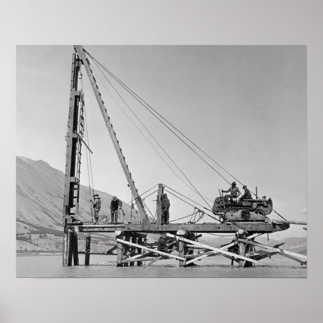 Affiche Constructeurs de ponts en Alaska, 1942. Photo anci (Devant)