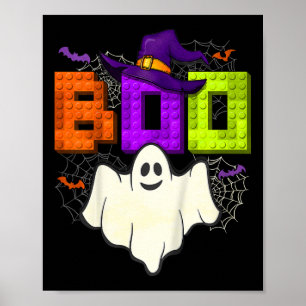 Affiche Construction de briques Boo Halloween Ghost Witch
