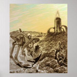 Affiche Construction de planètes d'aliens de science-ficti