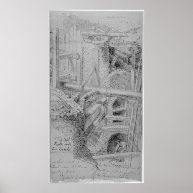 Affiche Construction d'égouts à Bloomsbury, Londres, 1845 (Devant)