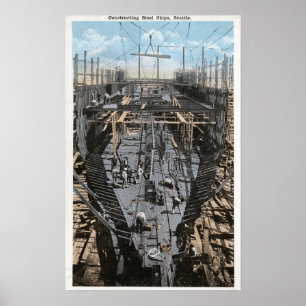 Affiche Construction d'une scène de navire en acier