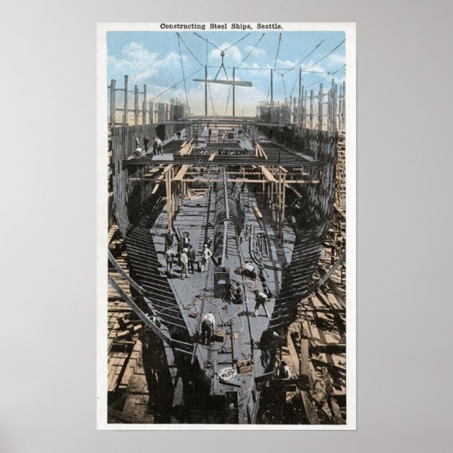 Affiche Construction d'une scène de navire en acier (Devant)