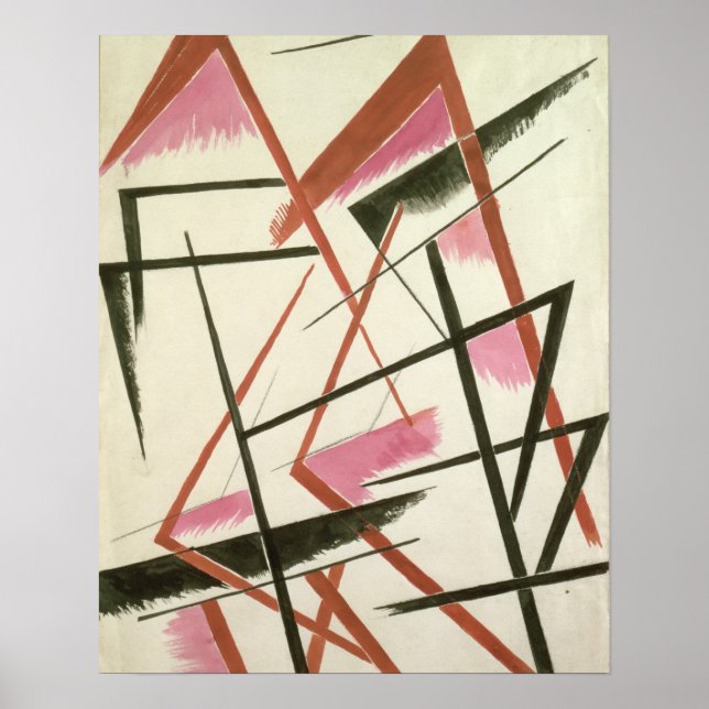 Affiche Construction linéaire, vers 1921 (gouache sur papi (Devant)