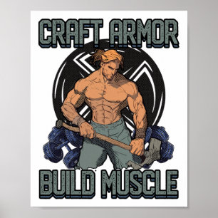 Affiche Construire Armure Construire Muscle Cosplay Gym Ci