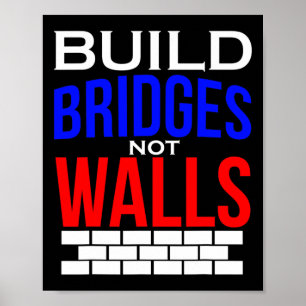 Affiche Construire des ponts pas des murs Démocrate Anti T