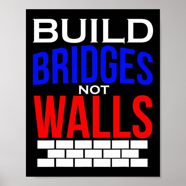 Affiche Construire des ponts pas des murs Démocrate Anti T (Devant)