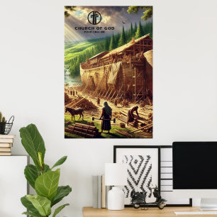 Affiche Construire l'Arche de Noé en papier