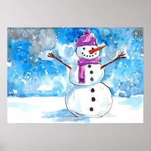 Affiche Construisons un bonhomme de neige