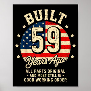 Affiche Construit Il Y A 59 Ans Drôle 59e Anniversaire Vin