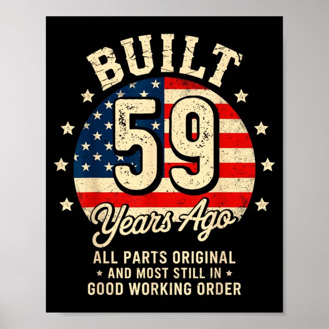 Affiche Construit Il Y A 59 Ans Drôle 59e Anniversaire Vin (Devant)