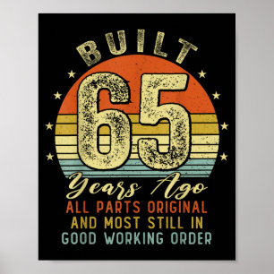 Affiche Construit il y a 65 ans Drôle 65e anniversaire Vin
