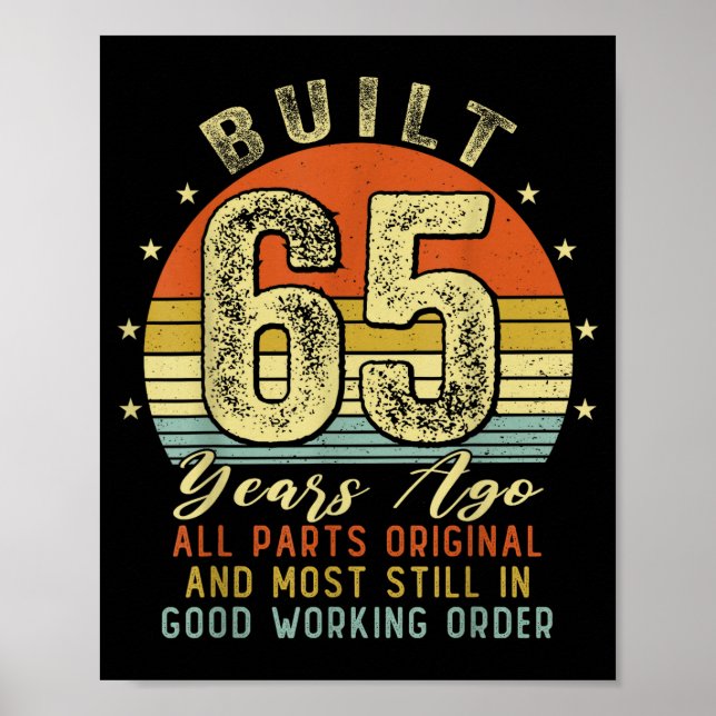 Affiche Construit il y a 65 ans Drôle 65e anniversaire Vin (Devant)