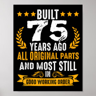 Affiche Construit il y a 75 ans Vœux d'anniversaire humori