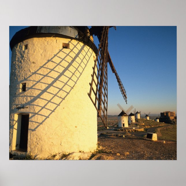 Affiche Consuegra, La Mancha, Espagne, éoliennes et (Devant)