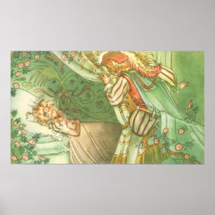 Affiche Conte de fées vintage, princesse de beauté de