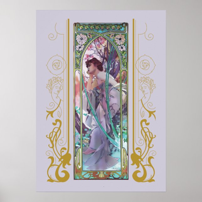Affiche Contemplation du soir par Alphonse Mucha (Devant)