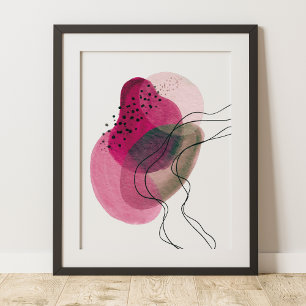 Affiche Contemporain Moderne Abstrait Rose Bronze Noir